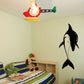 Dolphin diving wall decal, black and white