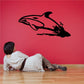 Dolphin jumping out of water decal with black silhouette and splash detail