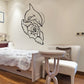 Dolphin rose moon wall decal, black outline illustration of a dolphin holding a rose