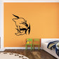 Dolphin and seaweed wall decal in black with yellow accents