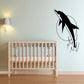 Dolphin and moon wall decal, black dolphin silhouette with moon outline on wall