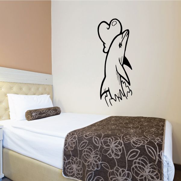 Image of Dolphin Touching Heart Decal