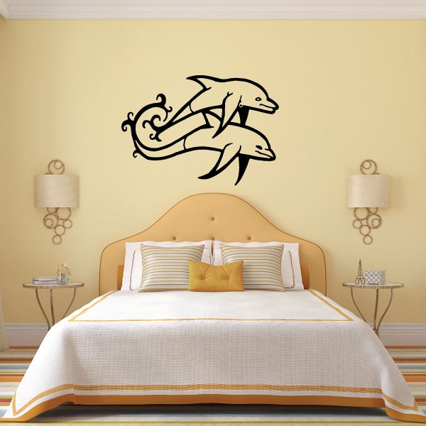 Image of Dolphin Vine Tail Couple Decal