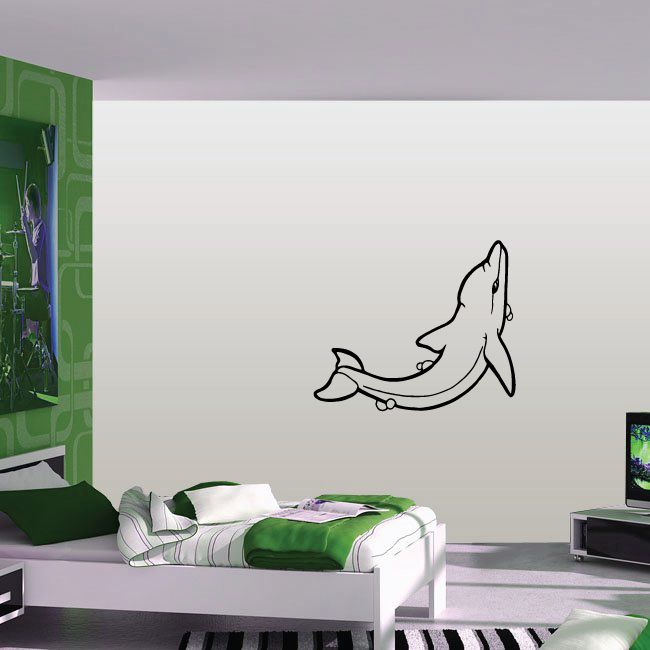 Image of Dolphin with Bubbles Looking Up Decal