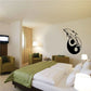Dolphin yin-yang wall decal with black silhouette and yin-yang swirl