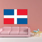 Dominican Republic flag sticker with red, white, and blue cross design