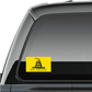Yellow gloss vinyl sticker with snake emblem and “DON’T TREAD ON ME”
