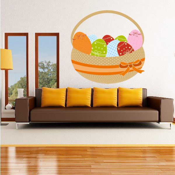 Image of Dotted Easter Egg Basket Printed Die Cut Decal