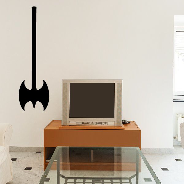 Double-axe decal featuring a black axe silhouette with a winged cutout