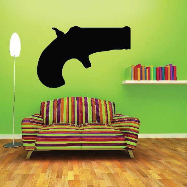 Black double-barrel derringer wall decal