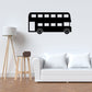 Double decker bus wall decal, black bus with white window panels