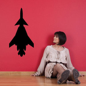 Black fighter jet silhouette wall decal