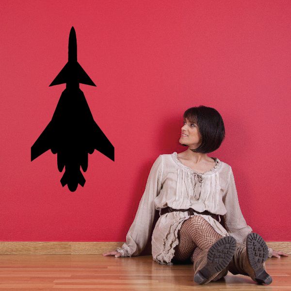 Black fighter jet silhouette wall decal