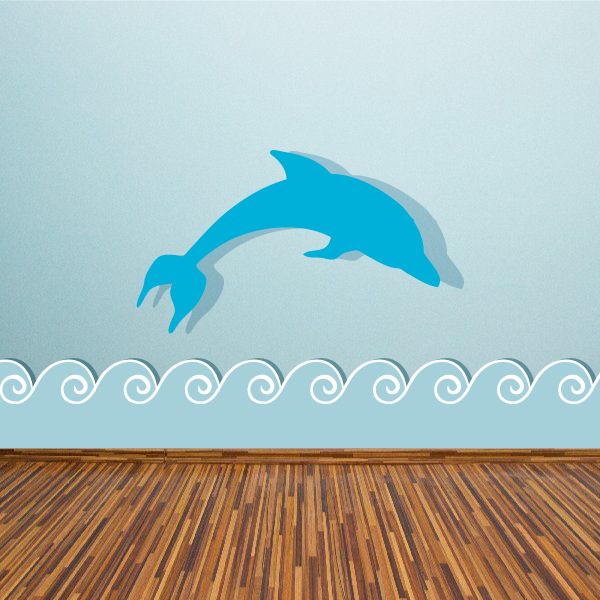 Image of Double Dolphin and Waves Sticker