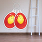 Easter egg die-cut decal set with two red eggs and yellow baby chick prints