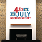 Red and blue 4th July Independence Day decal with star icons, text centered