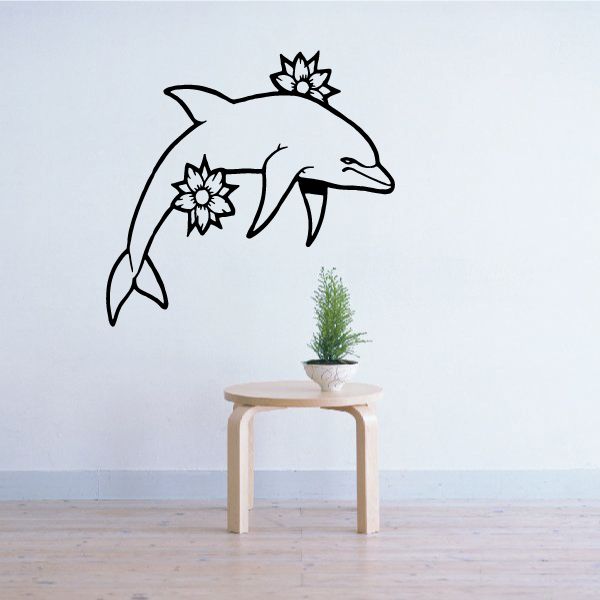 Image of Double Flower Dolphin Decal