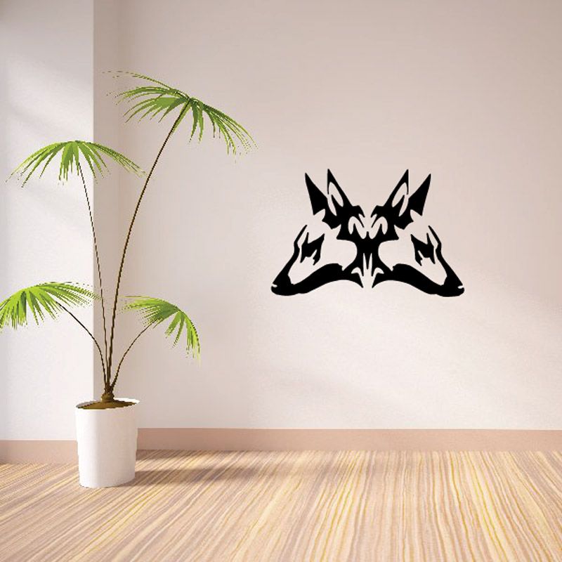 Double German shepherd head decal, black vinyl wall sticker