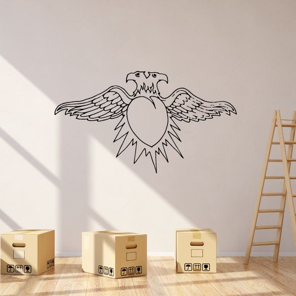 Image of Double Headed Eagle and Heart Decal