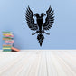 Double headed medieval eagle decal, dark black winged emblem with symmetrical heads
