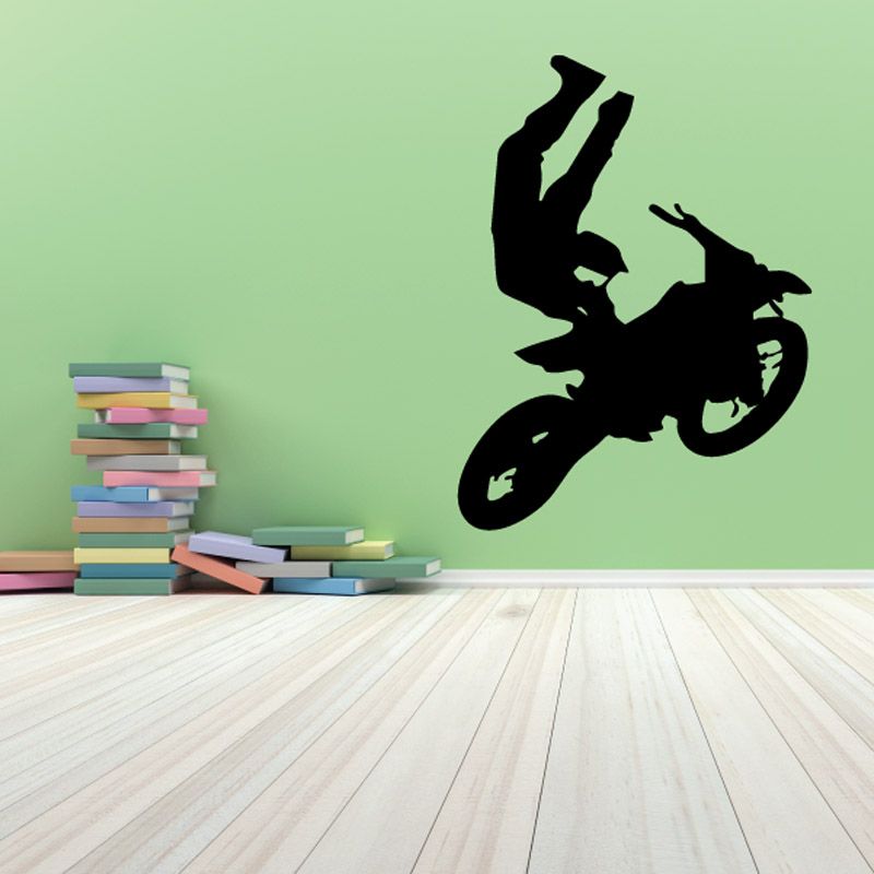 Black double-seat dirt bike decal with motorcycle silhouette