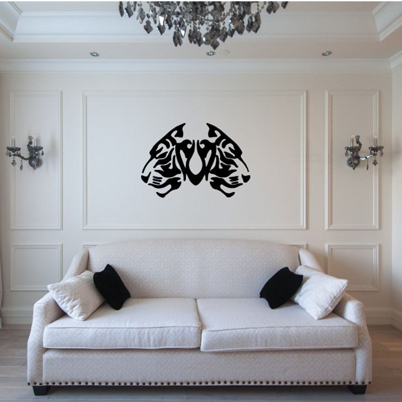 Image of Double Tribal Lion Head Decal