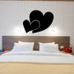 Double heart Valentine wall decal in black with heart outline details