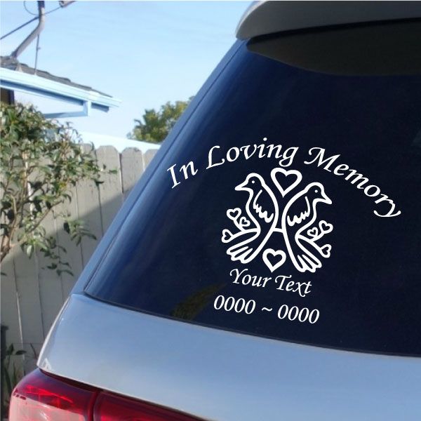 Image of Doves with Hearts Custom In Loving Memory Decal