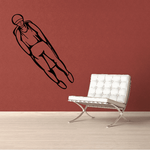 Downhill luge rider decal, black line rider in sliding pose