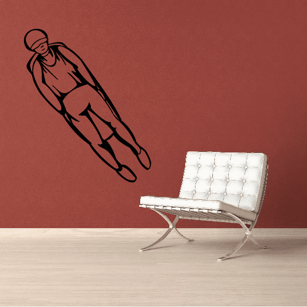Downhill luge rider decal, black line rider in sliding pose