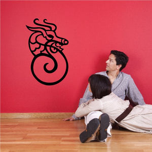 Black Chinese zodiac dragon symbol decal