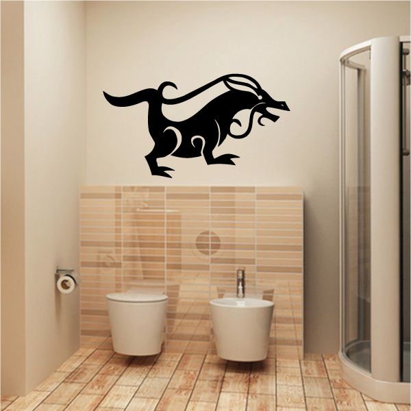 Black Chinese zodiac dragon wall decal with ornate head and tail design
