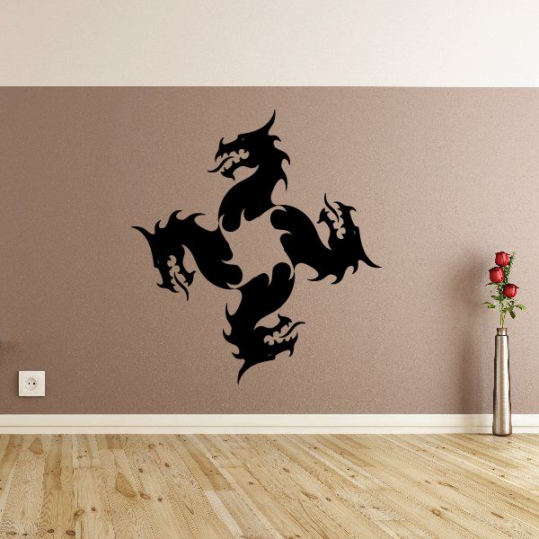 Dragon head spiral wall decal with black dragon emblem