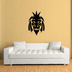 Dragon mask decal sticker with black stylized dragon head icon