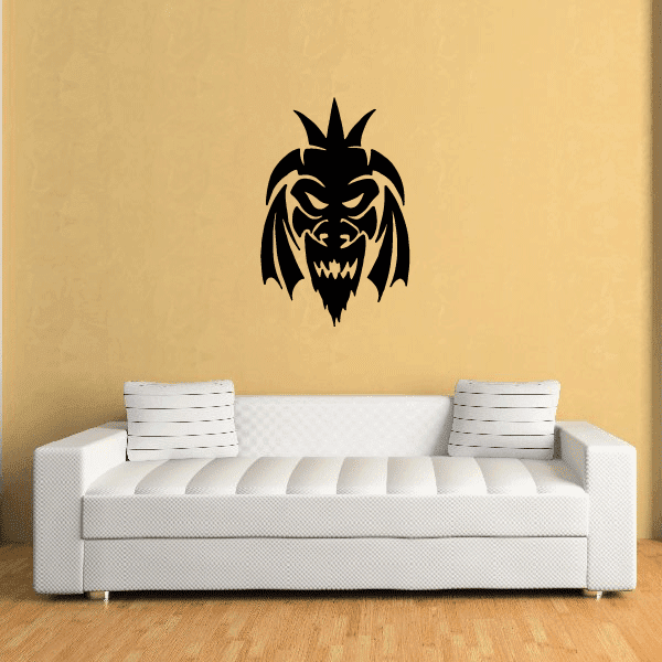 Dragon mask decal sticker with black stylized dragon head icon