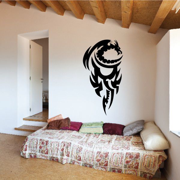 Black dragon tribal vinyl wall decal