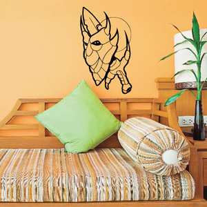Dragonbone mask and sword wall decal, black outline dragon figure