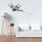 Dragonfly trail wall decal with flying insect and curved dotted path
