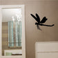 Black dragonfly gliding wall decal with wings spread, black body and legs detail