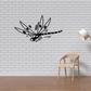 Dragonfly wall decal with spread wings, black and white line art