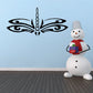 Dragonfly tattoo style wall decal, black dragonfly with stylized wings