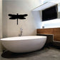 Dragonfly wide-wing wall decal in black silhouette