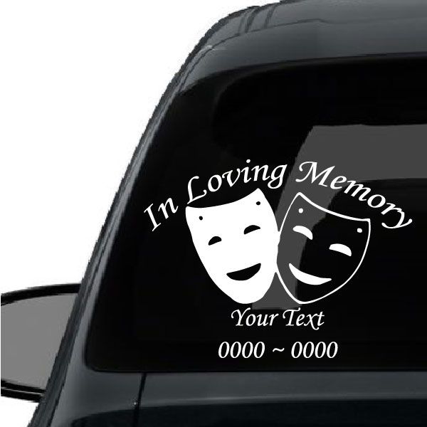 Image of Drama Masks Custom In Loving Memory Decal