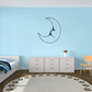 Dreaming Moon wall decal with thin black crescent moon and sleeping face