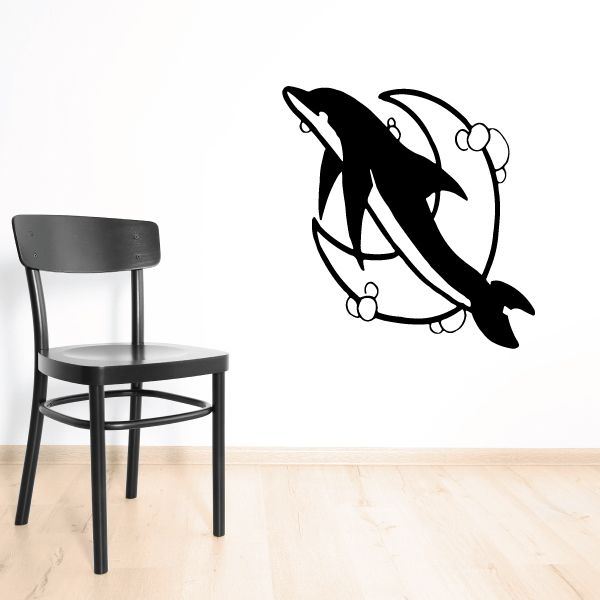 Image of Dreamy Bubbles and Moon Dolphin Decal