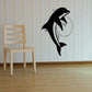 Black dolphin and moon wall decal