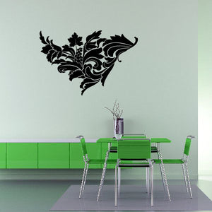 Floral grape vine wall decal with black leafy flourish design