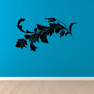 Ornate floral grape vine vinyl wall decal with black scrolling leaves