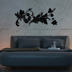 Floral grape vine wall decal with black leaves and vines