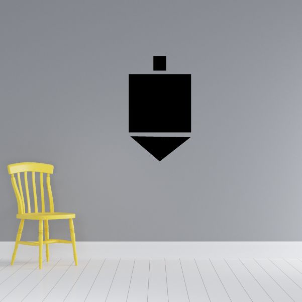 Black dreidel wall decal with square top and downward triangle